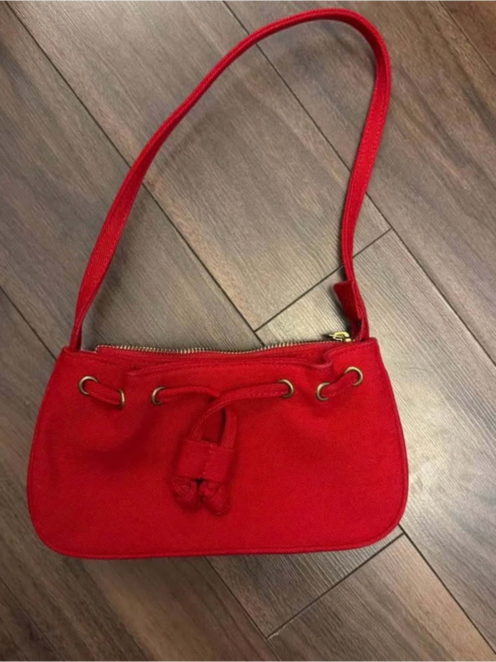 Brandy Melville Red Shoulder Bag with Drawstring Detail